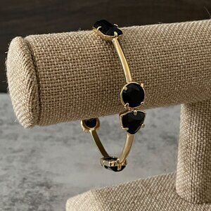 Kate Spade Desert Rose Black Opaque Glass Studded Gold Plated Bangle Bracelet 2.